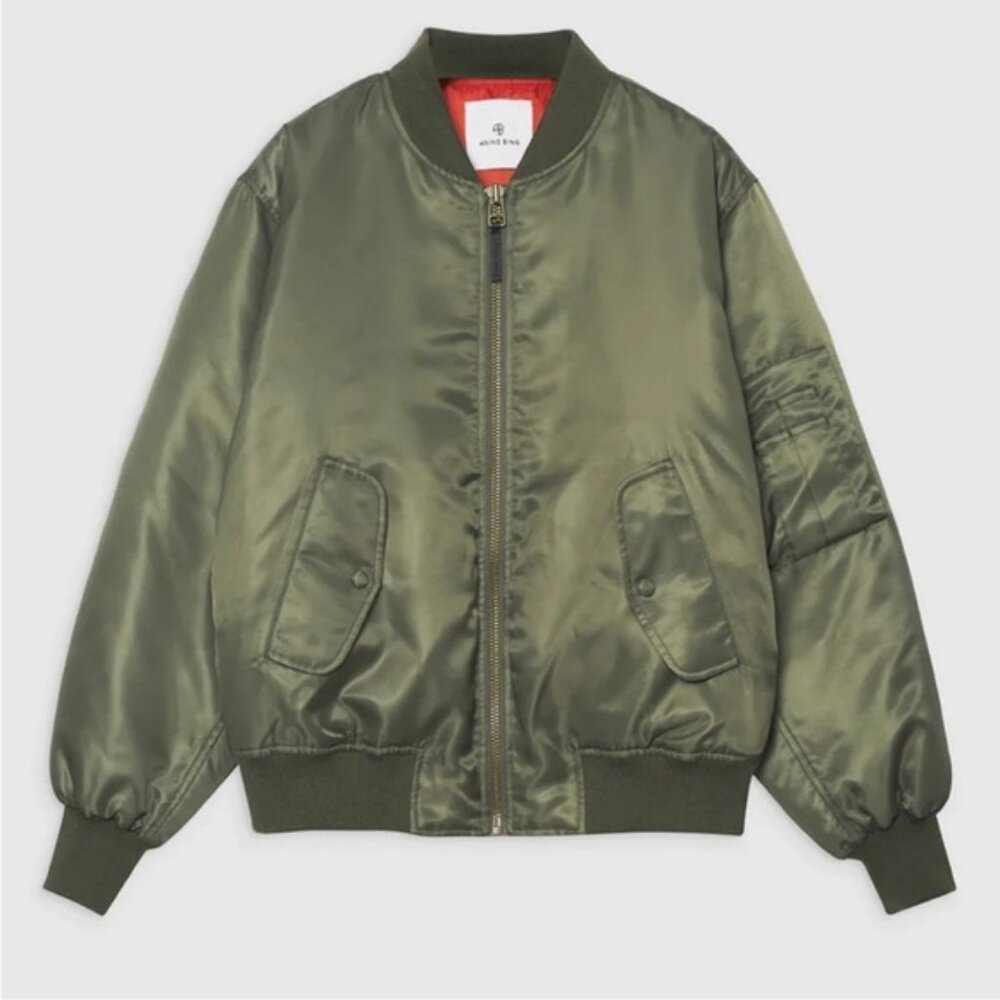Anine Bing Leon Bomber Jacket in Army Green
